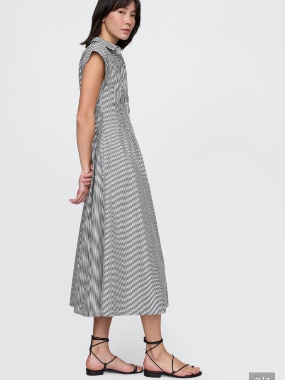 GAP Poplin Midi Shirtdress Striped 100% Cotton - Picture 2 of 10